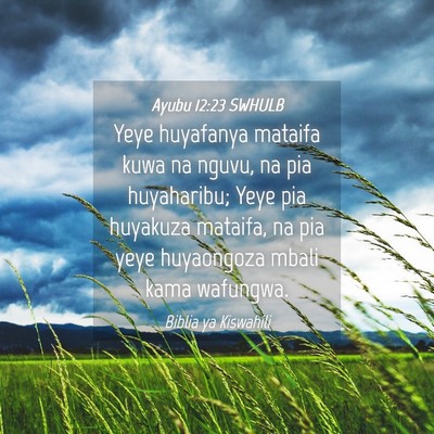 Picture 04 - Ayubu 12:23 SWHULB - Yeye huyafanya mataifa kuwa na nguvu, na pia - Bible Verse Picture