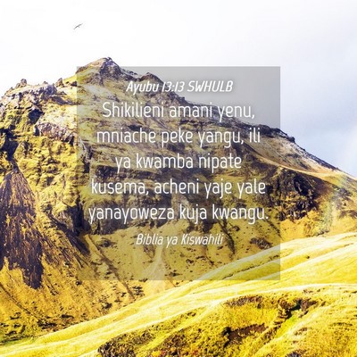 Picture 04 - Ayubu 13:13 SWHULB - Shikilieni amani yenu, mniache peke yangu, ili ya - Bible Verse Picture