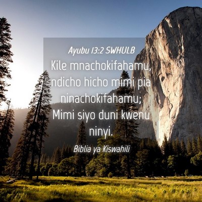 Picture 04 - Ayubu 13:2 SWHULB - Kile mnachokifahamu, ndicho hicho mimi pia - Bible Verse Picture