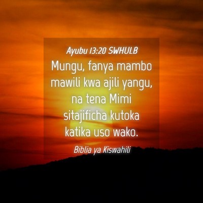 Picture 04 - Ayubu 13:20 SWHULB - Mungu, fanya mambo mawili kwa ajili yangu, na - Bible Verse Picture
