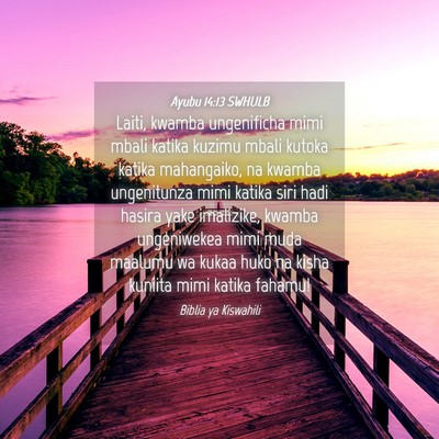 Picture 04 - Ayubu 14:13 SWHULB - Laiti, kwamba ungenificha mimi mbali katika - Bible Verse Picture