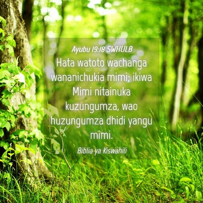 Picture 04 - Ayubu 19:18 SWHULB - Hata watoto wachanga wananichukia mimi; ikiwa - Bible Verse Picture