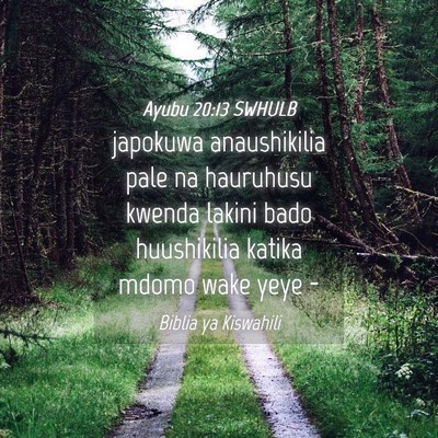 Picture 04 - Ayubu 20:13 SWHULB - japokuwa anaushikilia pale na hauruhusu kwenda - Bible Verse Picture