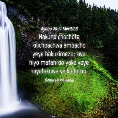 Picture 04 - Ayubu 20:21 SWHULB - Hakuna chochote kilichoachwa ambacho yeye - Bible Verse Picture