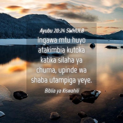 Picture 04 - Ayubu 20:24 SWHULB - Ingawa mtu huyo atakimbia kutoka katika silaha ya - Bible Verse Picture