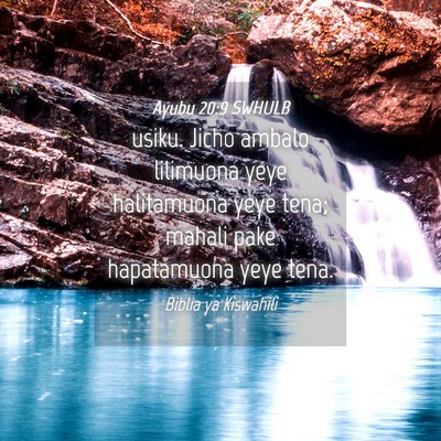 Picture 04 - Ayubu 20:9 SWHULB - usiku. Jicho ambalo lilimuona yeye halitamuona - Bible Verse Picture