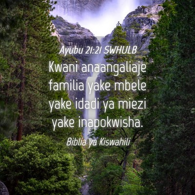Picture 04 - Ayubu 21:21 SWHULB - Kwani anaangaliaje familia yake mbele yake idadi - Bible Verse Picture
