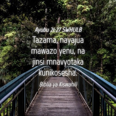 Picture 04 - Ayubu 21:27 SWHULB - Tazama, nayajua mawazo yenu, na jinsi mnavyotaka - Bible Verse Picture