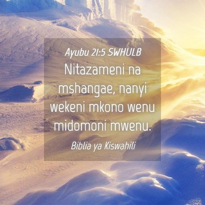 Picture 04 - Ayubu 21:5 SWHULB - Nitazameni na mshangae, nanyi wekeni mkono wenu - Bible Verse Picture
