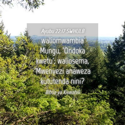 Picture 04 - Ayubu 22:17 SWHULB - waliomwambia Mungu, 'Ondoka kwetu'; waliosema, - Bible Verse Picture