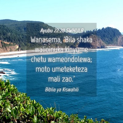 Picture 04 - Ayubu 22:20 SWHULB - Wanasema, 'Bila shaka walioinuka kinyume chetu - Bible Verse Picture