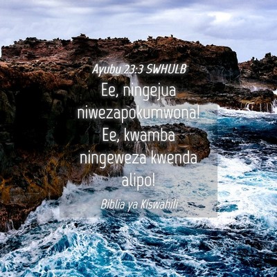 Picture 04 - Ayubu 23:3 SWHULB - Ee, ningejua niwezapokumwona! Ee, kwamba - Bible Verse Picture