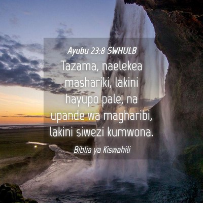 Picture 04 - Ayubu 23:8 SWHULB - Tazama, naelekea mashariki, lakini hayupo pale, - Bible Verse Picture