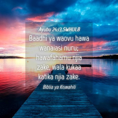 Picture 04 - Ayubu 24:13 SWHULB - Baadhi ya waovu hawa wanaiasi nuru; hawafahamu - Bible Verse Picture