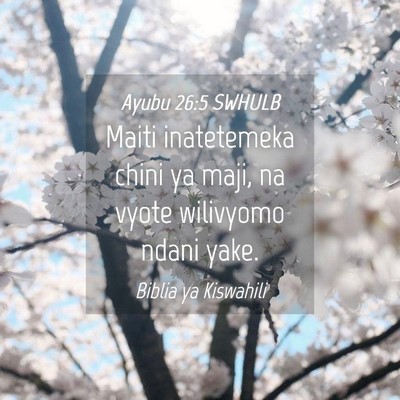 Picture 04 - Ayubu 26:5 SWHULB - Maiti inatetemeka chini ya maji, na vyote - Bible Verse Picture