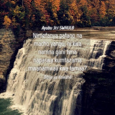 Picture 04 - Ayubu 31:1 SWHULB - Nimefanya patano na macho yangu; ni kwa namna - Bible Verse Picture