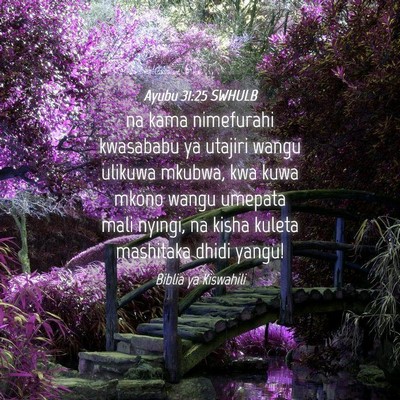 Picture 04 - Ayubu 31:25 SWHULB - na kama nimefurahi kwasababu ya utajiri wangu - Bible Verse Picture