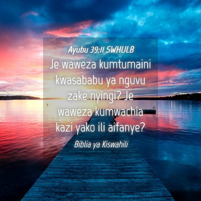 Picture 04 - Ayubu 39:11 SWHULB - Je waweza kumtumaini kwasababu ya nguvu zake - Bible Verse Picture