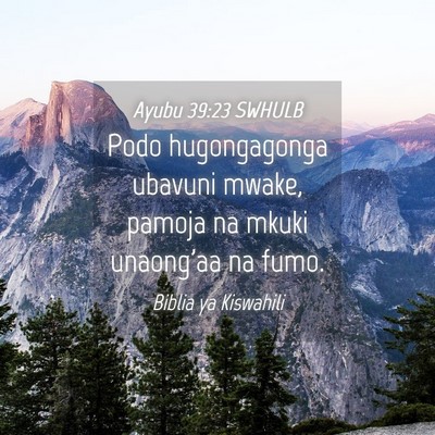 Picture 04 - Ayubu 39:23 SWHULB - Podo hugongagonga ubavuni mwake, pamoja na mkuki - Bible Verse Picture