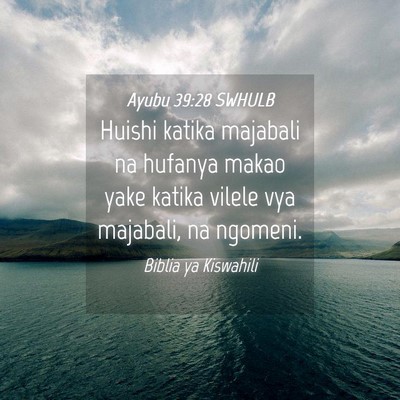 Picture 04 - Ayubu 39:28 SWHULB - Huishi katika majabali na hufanya makao yake - Bible Verse Picture