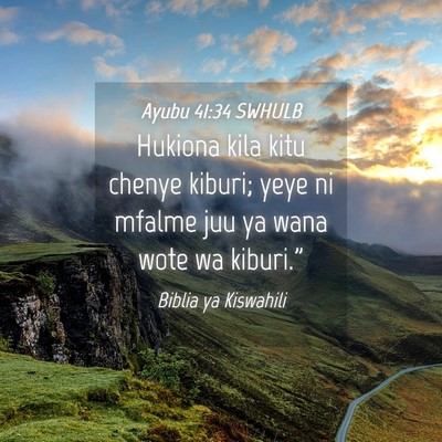 Picture 04 - Ayubu 41:34 SWHULB - Hukiona kila kitu chenye kiburi; yeye ni mfalme - Bible Verse Picture