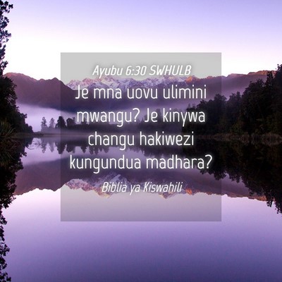 Picture 04 - Ayubu 6:30 SWHULB - Je mna uovu ulimini mwangu? Je kinywa changu - Bible Verse Picture