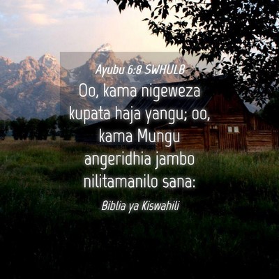 Picture 04 - Ayubu 6:8 SWHULB - Oo, kama nigeweza kupata haja yangu; oo, kama - Bible Verse Picture