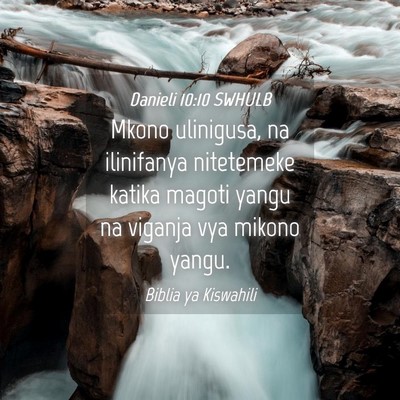 Picture 04 - Danieli 10:10 SWHULB - Mkono ulinigusa, na ilinifanya nitetemeke katika - Bible Verse Picture