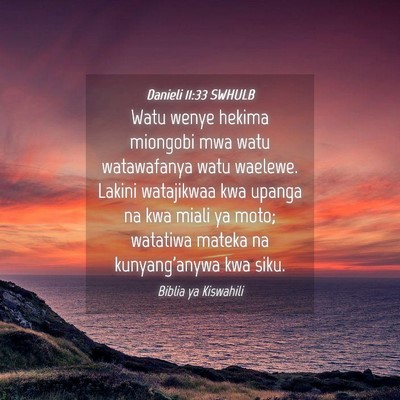 Picture 04 - Danieli 11:33 SWHULB - Watu wenye hekima miongobi mwa watu watawafanya - Bible Verse Picture