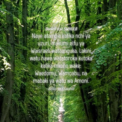 Picture 04 - Danieli 11:41 SWHULB - Naye ataingia katika nchi ya uzuri, makumi elfu - Bible Verse Picture