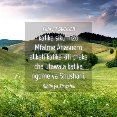 Picture 04 - Esta 1:2 SWHULB - katika siku hizo Mfalme Ahasuero aliketi katika - Bible Verse Picture