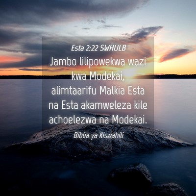 Picture 04 - Esta 2:22 SWHULB - Jambo lilipowekwa wazi kwa Modekai, alimtaarifu - Bible Verse Picture