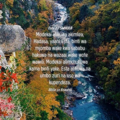 Picture 04 - Esta 2:7 SWHULB - Modekai alikuwa akimlea, Hadasa, yaani Esta, - Bible Verse Picture