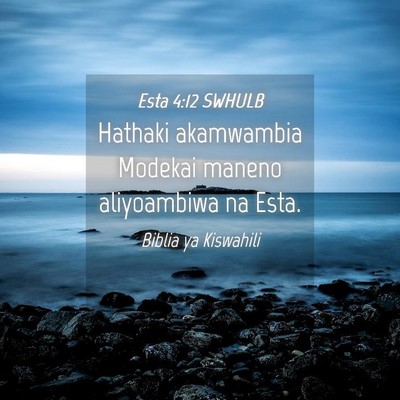 Picture 04 - Esta 4:12 SWHULB - Hathaki akamwambia Modekai maneno aliyoambiwa na - Bible Verse Picture