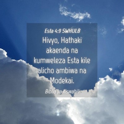 Picture 04 - Esta 4:9 SWHULB - Hivyo, Hathaki akaenda na kumweleza Esta kile - Bible Verse Picture