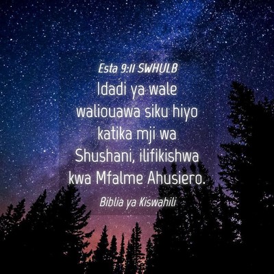Picture 04 - Esta 9:11 SWHULB - Idadi ya wale waliouawa siku hiyo katika mji wa - Bible Verse Picture