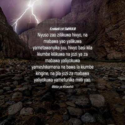 Picture 04 - Ezekieli 1:11 SWHULB - Nyuso zao zilikuwa hivyo, na mabawa yao yalikuwa - Bible Verse Picture
