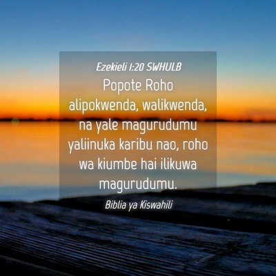 Picture 04 - Ezekieli 1:20 SWHULB - Popote Roho alipokwenda, walikwenda, na yale - Bible Verse Picture