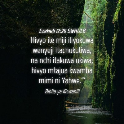 Picture 04 - Ezekieli 12:20 SWHULB - Hivyo ile miji iliyokuwa wenyeji itachukuliwa, na - Bible Verse Picture