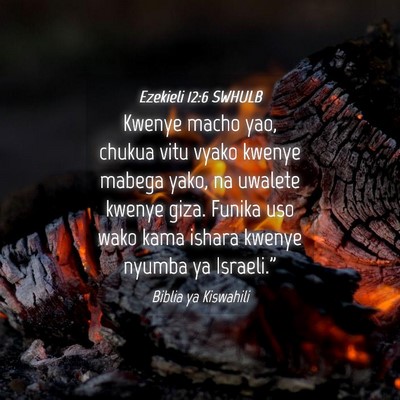 Picture 04 - Ezekieli 12:6 SWHULB - Kwenye macho yao, chukua vitu vyako kwenye mabega - Bible Verse Picture