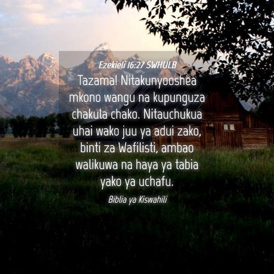 Picture 04 - Ezekieli 16:27 SWHULB - Tazama! Nitakunyooshea mkono wangu na kupunguza - Bible Verse Picture
