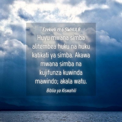 Picture 04 - Ezekieli 19:6 SWHULB - Huyu mwana simba alitembea huku na huku katikati - Bible Verse Picture