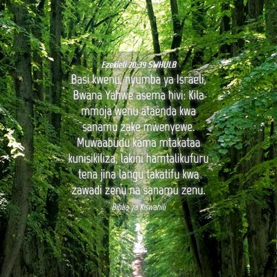 Picture 04 - Ezekieli 20:39 SWHULB - Basi kwenu, nyumba ya Israeli, Bwana Yahwe asema - Bible Verse Picture