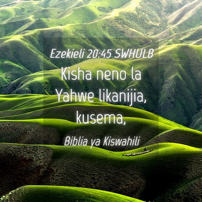 Picture 04 - Ezekieli 20:45 SWHULB - Kisha neno la Yahwe likanijia, - Bible Verse Picture