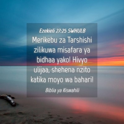 Picture 04 - Ezekieli 27:25 SWHULB - Merikebu za Tarshishi zilikuwa misafara ya bidhaa - Bible Verse Picture