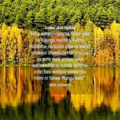 Picture 04 - Ezekieli 28:26 SWHULB - Kisha wataishi salama ndani yake na kujenga - Bible Verse Picture