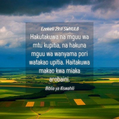 Picture 04 - Ezekieli 29:11 SWHULB - Hakutakuwa na mguu wa mtu kupitia, na hakuna mguu - Bible Verse Picture
