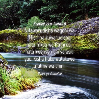 Picture 04 - Ezekieli 29:14 SWHULB - Nitawarudisha wageni wa Misri na kuwarudisha hata - Bible Verse Picture