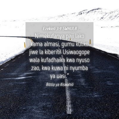 Picture 04 - Ezekieli 3:9 SWHULB - Nimekufanya paji lako kama almasi, gumu kuliko - Bible Verse Picture