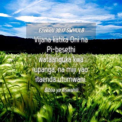 Picture 04 - Ezekieli 30:17 SWHULB - Vijana katika Oni na Pi-besethi wataanguka kwa - Bible Verse Picture